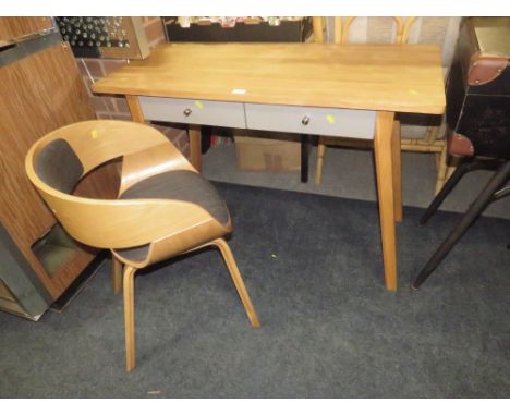 A MODERN TWO DRAWER CONSOLE TABLE WITH CHAIR W-126 CM