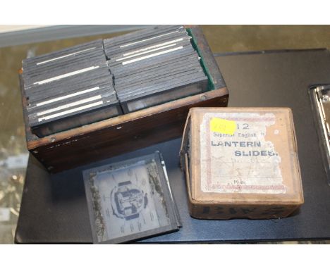 A SELECTION OF MAGIC LANTERN SLIDES TO INCLUDE ENGINEERING EXAMPLES AND A BOX OF COLOURED LANTERN SLIDES CALLED "THE ELEPHANT