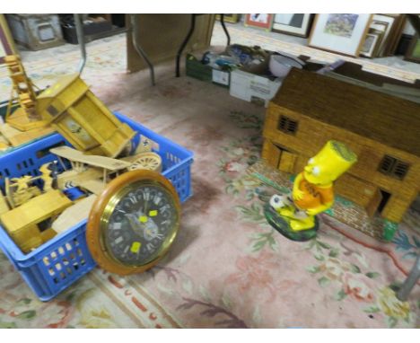 A QUANTITY OF SCRATCH BUILT MATCH STICK MODEL ETC TO INCLUDE DOLLS HOUSE, AIRPLANES ETC 