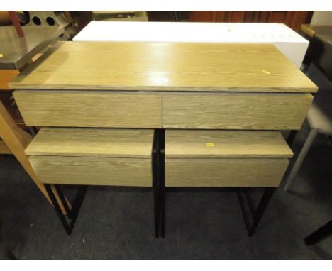 A MODERN TWO DRAWER CONSOLE TABLE WITH BEDSIDE CABINETS (3)