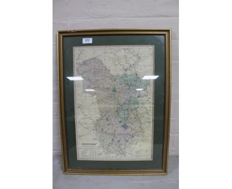 A gilt framed ordnance survey map of Derbyshire  