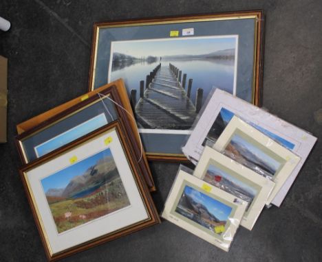 Photographic print of Coniston and a collection of Lake District photographs some mounted, some framed  