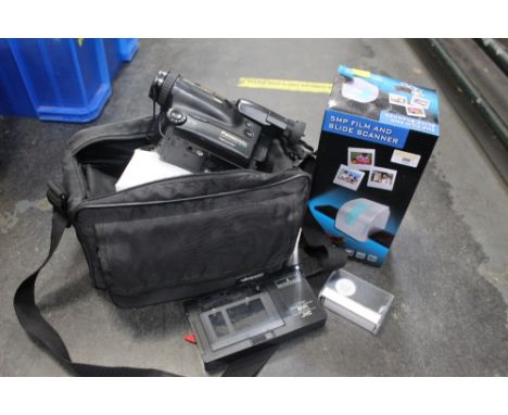 Panasonic VHS movie camera NV-S70 and a film and slide scanner  