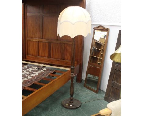 Modern mahogany standard lamp with shade 