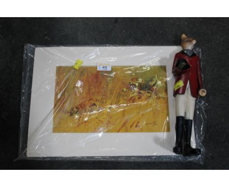 Fox ornament and mounted fox print 