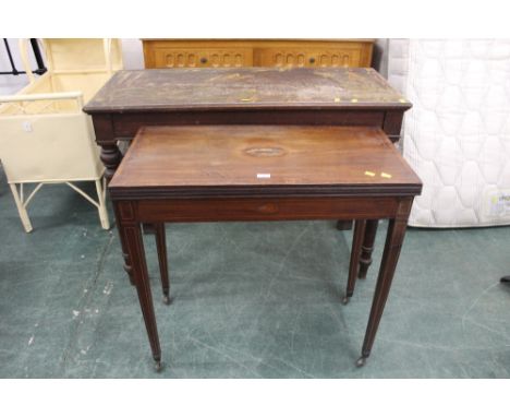 Oak hall table and a mahogany gate leg table 