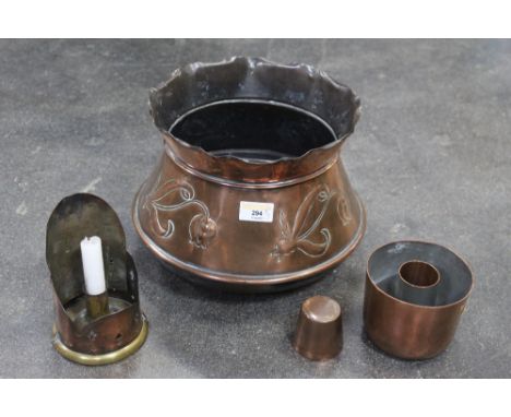 A Crafts style planter, candle holder etc  