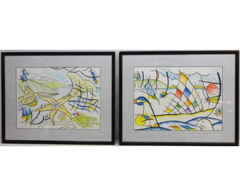 Seascape &amp; Seascape ll, two 20th century watercolours signed and dated '95 by G.W Sands 38cm x 52cm (2)