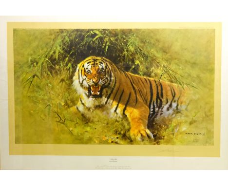 'Tiger Fire', limited edition colour print No.763/850, signed in pencil by David Shepherd (British 1931-2017) pub. Solomon &a