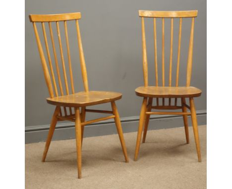 Pair Ercol high stick back chairs