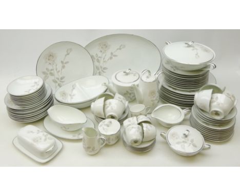 Comprehensive Noritake 'Melrose' pattern dinner and tea service for eight persons with six coffee cups and saucers  