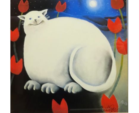 'Margaret' - Portrait of a Cat, colour lithograph signed in pen by Mackenzie Thorpe (British 1956-) 42cm x 43cmNotes: Bought 