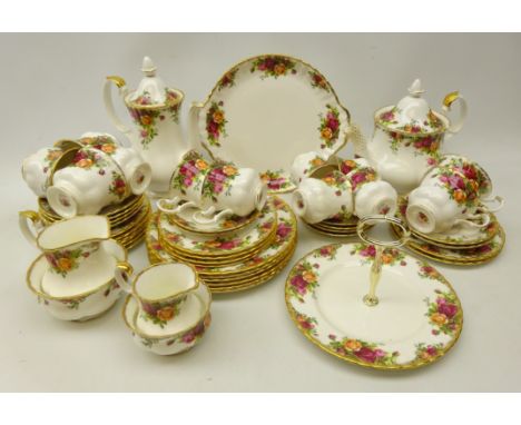 Royal Albert 'Old Country Roses' tea and coffee service comprising teapot, six tea cups &amp; saucers, sugar bowl, milk jug, 