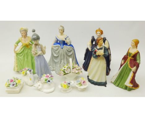 Lladro 'Spring Token' 5604, five Franklin Porcelain figures comprising 'Jo', 'Elizabeth I', 'Marie Antoinette', 'Catherine th