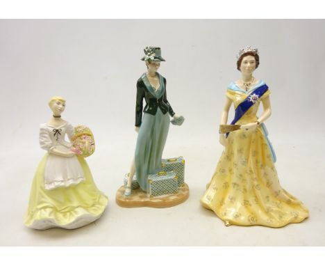 Two Royal Worcester limited edition figures comprising silver jubilee commemorative of Queen Elizabeth II and 'Penelope' and 