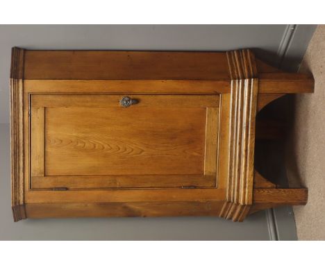19th century oak and elm floor standing corner cupboard, panelled door enclosing two shelves, bracket supports, W74cm, H122cm