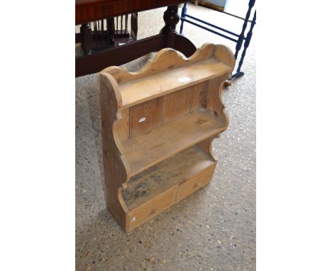 SMALL PINE WALL SHELF, WIDTH APPROX 47CM