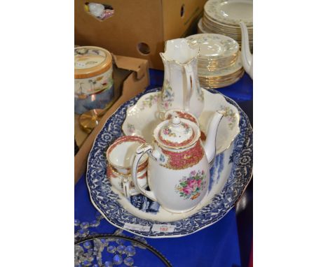LARGE CERAMIC BLUE AND WHITE TRAY ETC