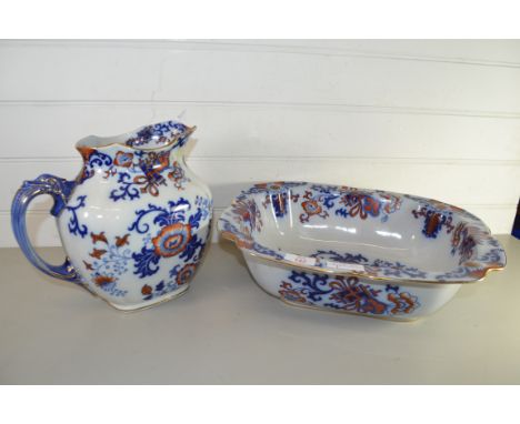 LARGE POTTERY JUG AND BASIN BY DOULTON IN THE NANKIN PATTERN
