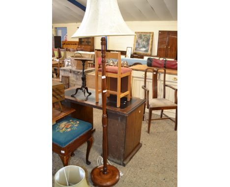 MAHOGANY LAMP STANDARD AND SHADE, TOTAL HEIGHT APPROX 196CM