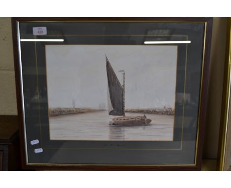 FRAMED WATERCOLOUR, SIGNED D B BALDRY "LIGHT FOR YARMOUTH" TO MOUNT