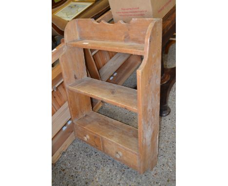 PINE WALL SHELF UNIT, WIDTH APPROX 61CM