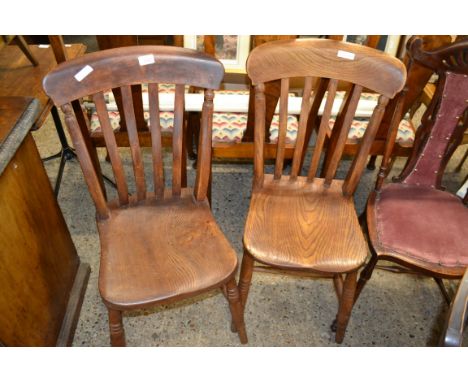 PAIR OF STICK BACK OAK DINING CHAIRS, APPROX 46CM WIDE