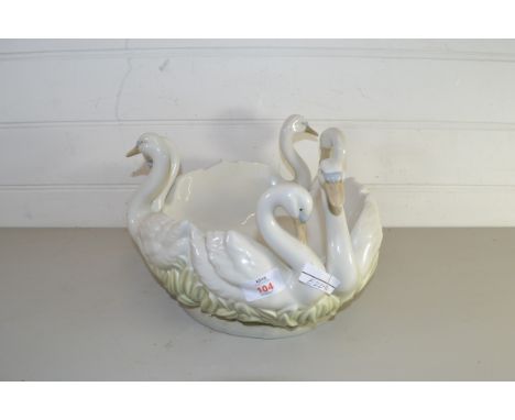LARGE CERAMIC BOWL MODELLED AS SWANS