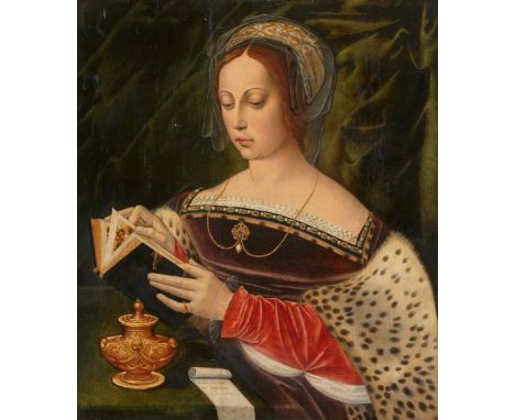 Ambrosius Benson und Werkstatt, Lesende Maria MagdalenaÖl auf Holz (parkettiert). 68 x 59 cm.ProvenienzAuktion Hôtel Drouot, 