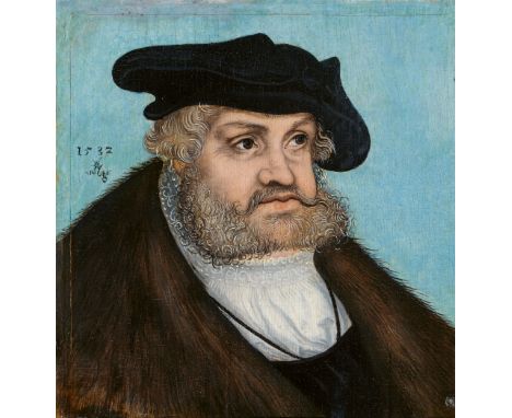 Lucas Cranach d. Ä. und Werkstatt, Portrait Kurfürst Friedrich der Weise von Sachsen, Portrait KurfüÖl auf Holz. Jeweils 13 x