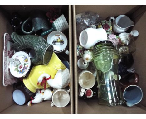 Lot comprising ceramics to include Denby Stoneware, Aynsley, Burleigh Ware dragon handle jug, Cornish gluggle jug, Masons Iro