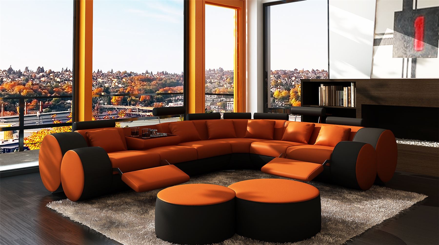 Catania Elite Right Hand Leather Corner Sofa Blackorange Rrp 1195 in Incredible and Interesting corner sofa orange intended for Household