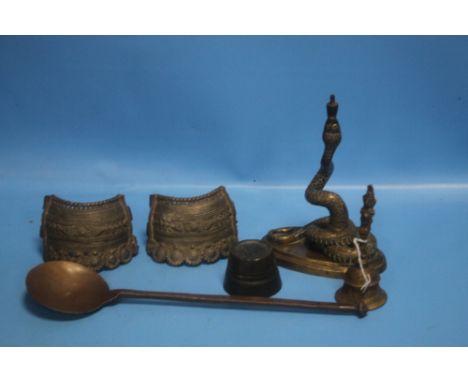 A BRASS BELL, A COPPER SPOON, A BRASS SNAKE ETC.