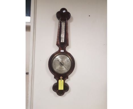 A LARGE VICTORIAN ROSEWOOD BAROMETER SIGNED DANN OF NOTTINGHAM