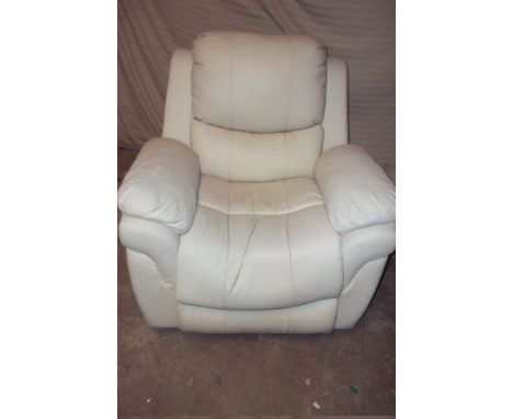 AN CREAM FAUX LEATHER MANUAL RECLINER CHAIR