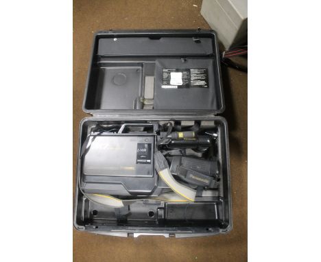 A CASED PANASONIC M7 VHS MOVIE CAMERA TOGETHER WITH A CASED CHINON SUPER 8 VIDEO CAMERA