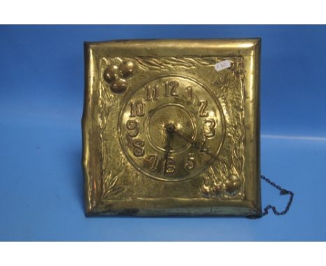 A BRASS CLOCK FACE, NO PENDULUM ETC.