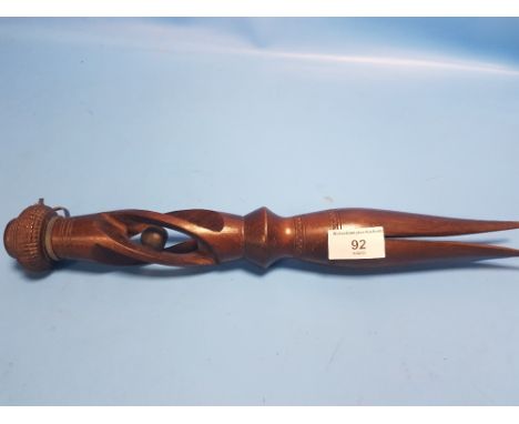 A VINTAGE FIJIAN CARVED WOOD CANNIBAL FLESH FORK