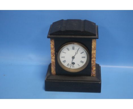 A SLATE MANTEL CLOCK