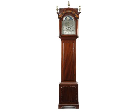 A GEORGE III MAHOGANY LONGCASE CLOCKBY WILLIAM UPJOHN, EXETER, LATE 18TH CENTURYthe brass eight day four pillar movement with