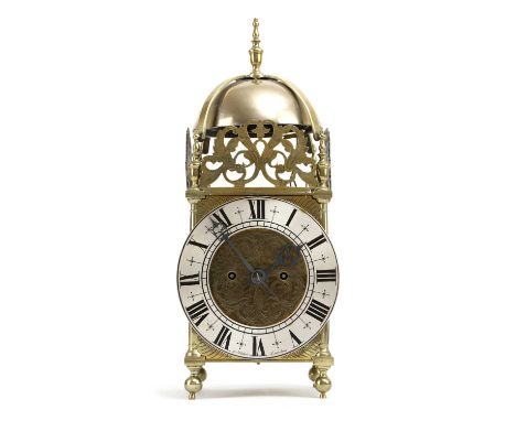 A BRASS LANTERN CLOCKBY JOHN WALKER, LONDON, IN 17TH CENTURY STYLE, 19TH CENTURYthe brass eight day chain driven twin fusee m