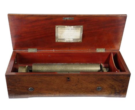 λ A SWISS ROSEWOOD MUSICAL BOXBY NICOLE FRERES, MID-19TH CENTURYwith boxwood stringing, one end hinged to reveal 'Repeat/Chan