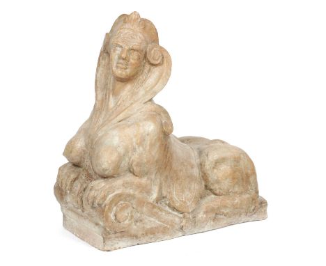 A FRENCH TERRACOTTA MODEL OF A SPHINXEARLY 20TH CENTURY64.5cm high, 60cm wide, 29.5cm deepProvenanceKenneth Neame: An Endurin