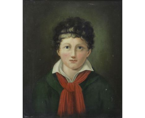 19/20th European School Oil on Board Portrait of a Young Boy. Unsigned. Light wear to board, good condition. Measures 18-1/4"