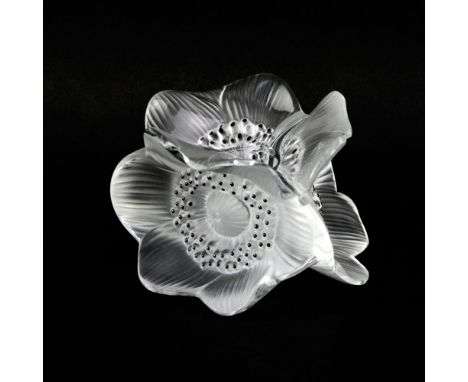 Lalique France Three-Anemones Crystal Candlestick. Signed. Good condition. Measures 3" H x 4-1/2" W. Shipping $32.00 (estimat