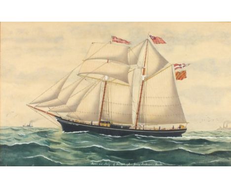 Ship portrait of the schooner ‘Anne & Mary of Fraserburgh James Anderson – Master’ Watercolour, gouache & pencil Inscribed 14