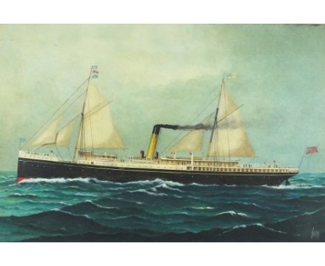 Attributed to John Henry MOHRMANN (1857-1916) Gouache, body colour and pencil Ship portrait S.S. Montrose Bears initials JHM 