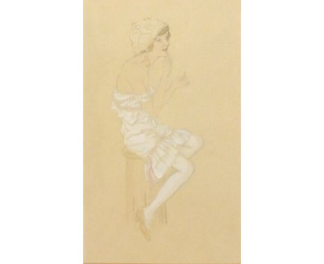 Raphael KIRCHNER(1876-1917) (Austrian/American School) Watercolour and pencil drawing on buff paper Lipstick time – young wom
