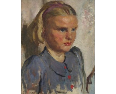 * Leonard FULLER (1891-1973) Oil on canvas board Head and shoulder portrait of a young blonde girl Signed 15.5” x 11.5” 939.4