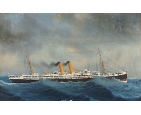 Attributed to Antonio de SIMONE(c.1850-1920) Neapolitan School Gouache Ship portrait ‘R.M.S. ORTONA’ Inscribed Unsigned 14.5”